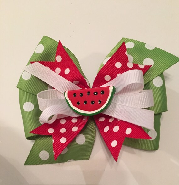 Watermelon Hair Bow Watermelon Bow Red and Green Watermelon