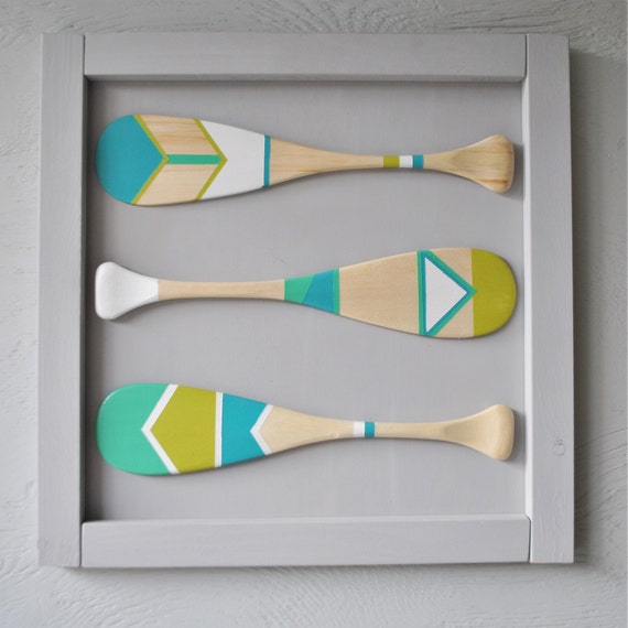 Framed Hand Painted Canoe Paddles