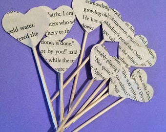 Harry Potter Cupcake Toppers, Book Paper Cupcake Toppers, Wedding, Bridal Shower, Birthday Party Harry Potter Cupcake toppers, Handmade