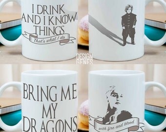 Game of Thrones mugs, Game of Thrones gift set, Daenerys mug, I drink I know things, Khaleesi mug, game of thrones mug, Game of Thrones gift