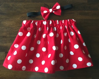 Minnie Mouse inspired skirt & bow set - infant/toddler