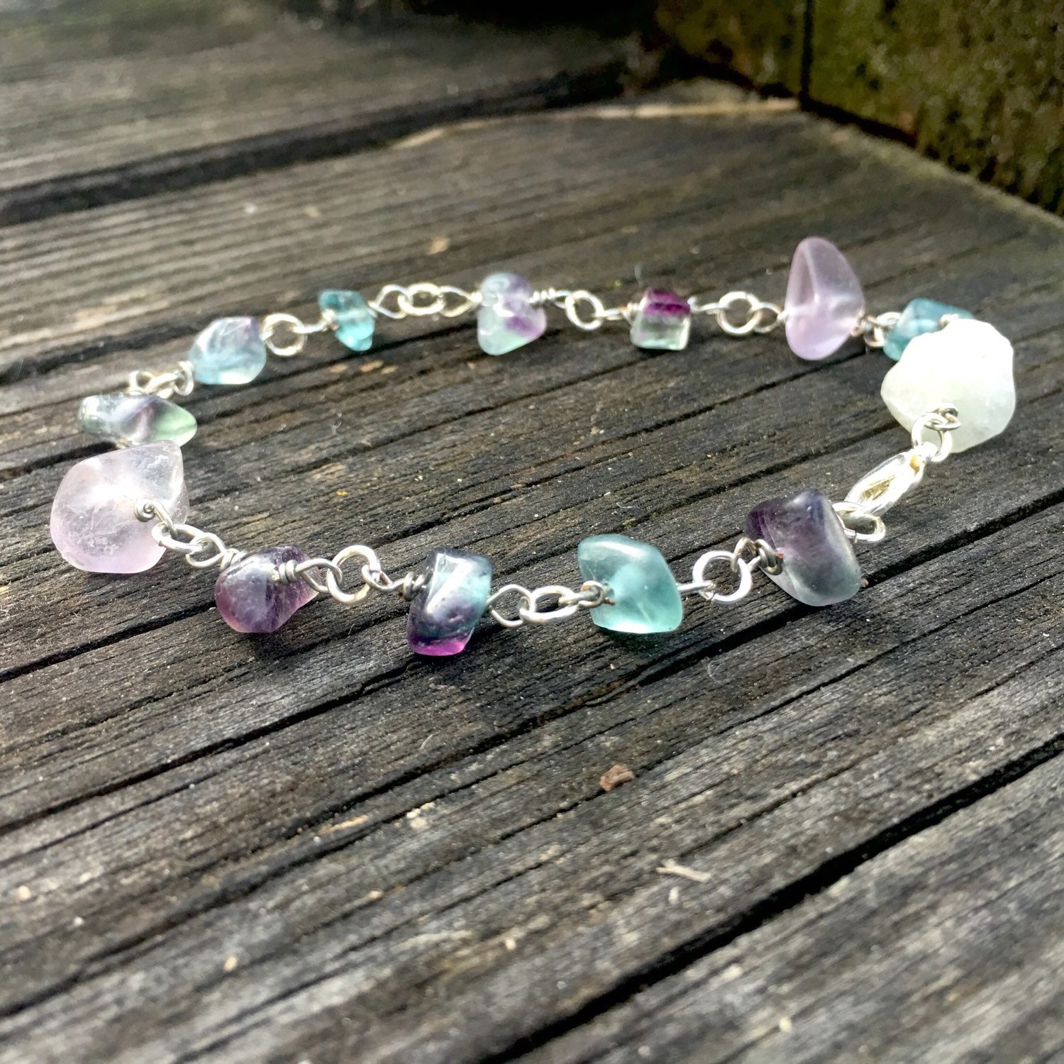 Fluorite Bracelet Fluorite Gemstone Rainbow Fluorite