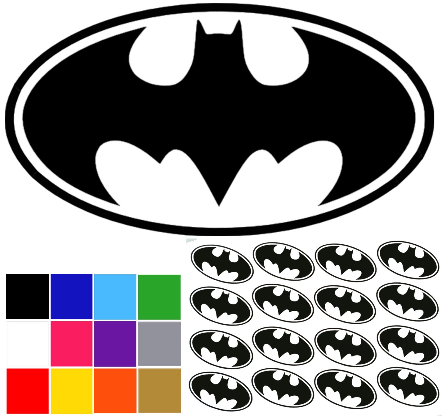 Batman Decal X 16. Small Batman Stickers. Self Adhesive Batman