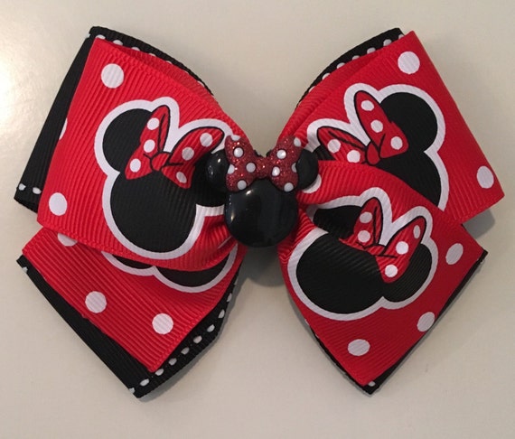 Red & Black Minnie Mouse Bow