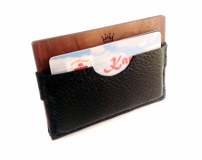 BLACK FRIDAY CODE: Off30 - Card holder wallet - Wooden wallet - Wood credit card case - Hand Crafted in Europe - Leather slim wallet