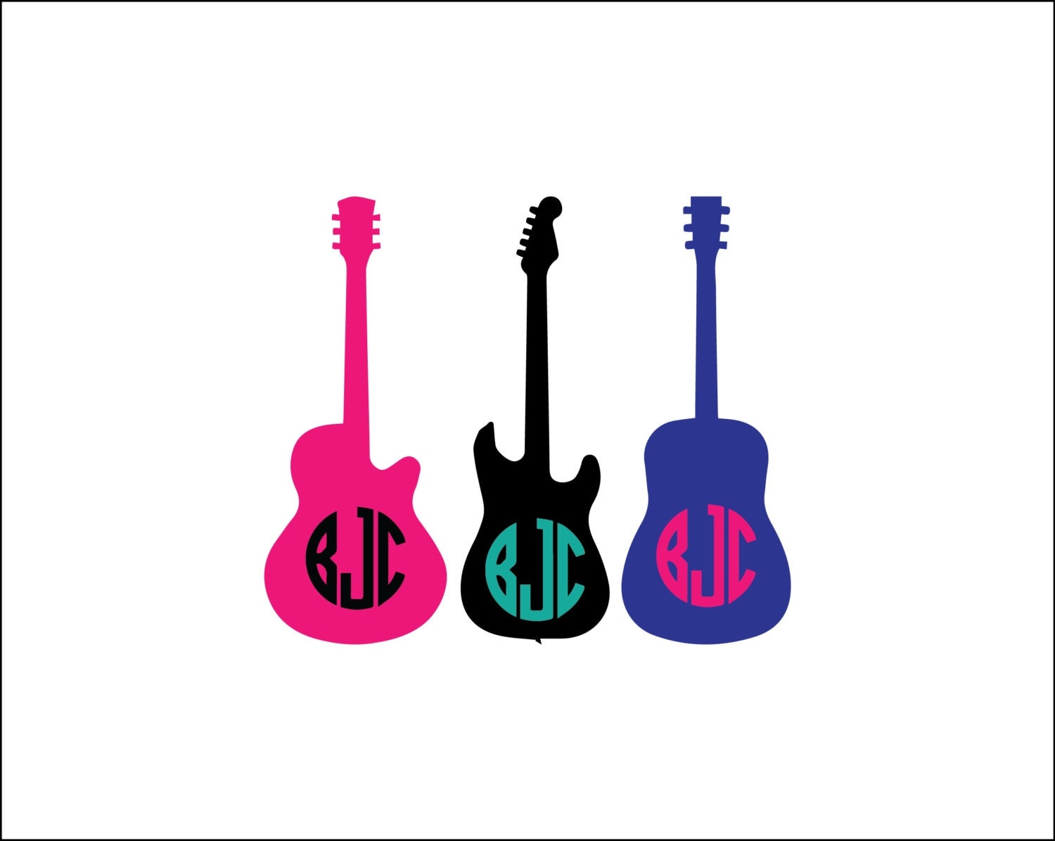 Download Guitar monogram digital download unique music svg dxf eps