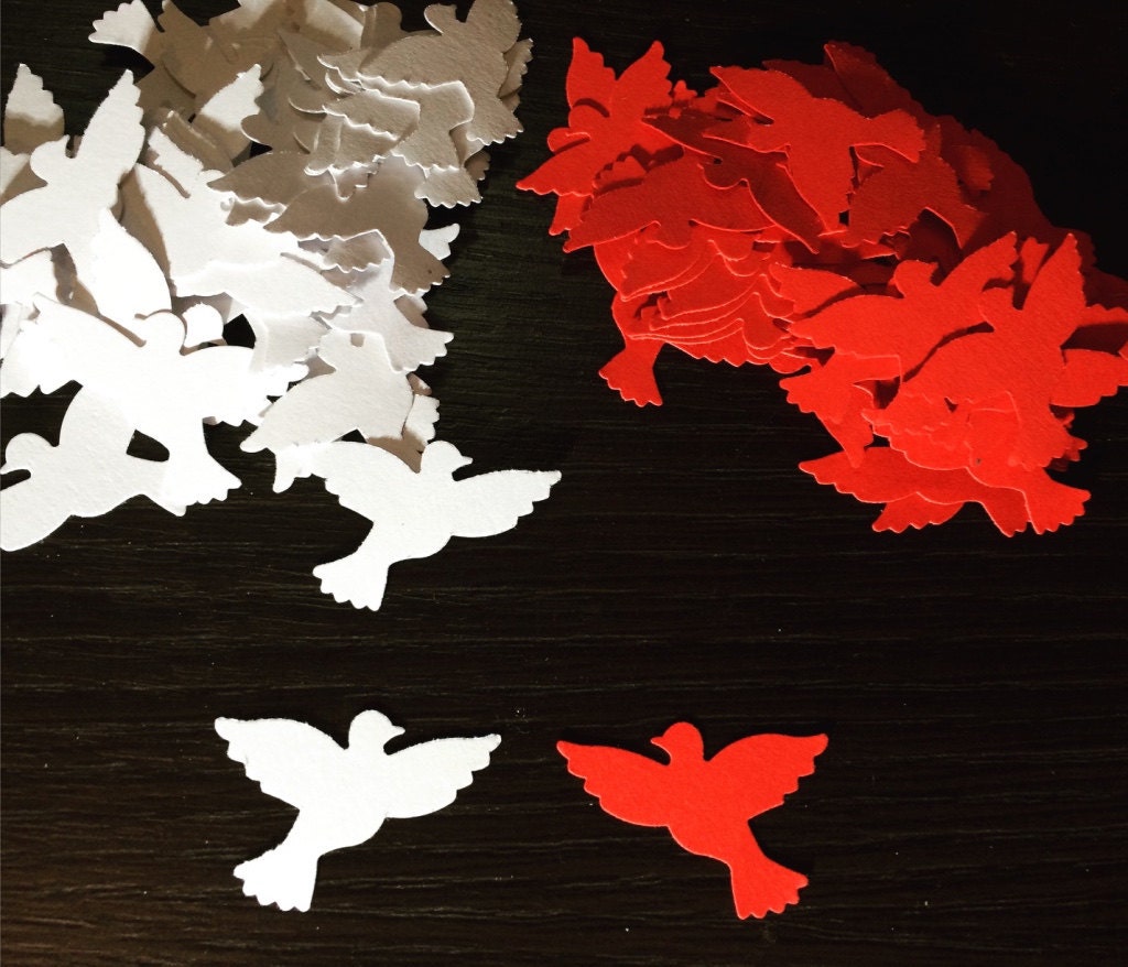Dove Paper Punch Dove Paper Die Cut White and Red Doves