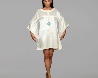 white silk kaftan