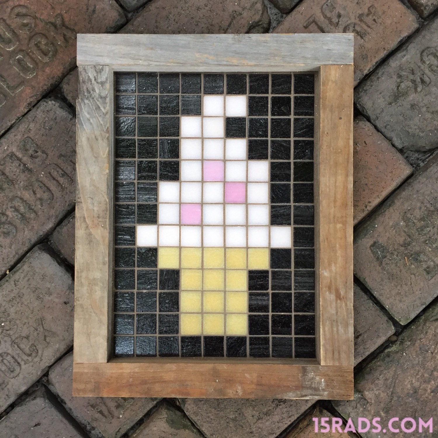 8bit ice cream Mosaic wall art reclaimed wood and by 15rads