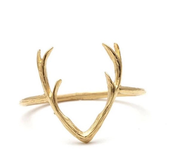 Deer Antler Rings Antler Ring Antler Wedding by mintnchipjewelry