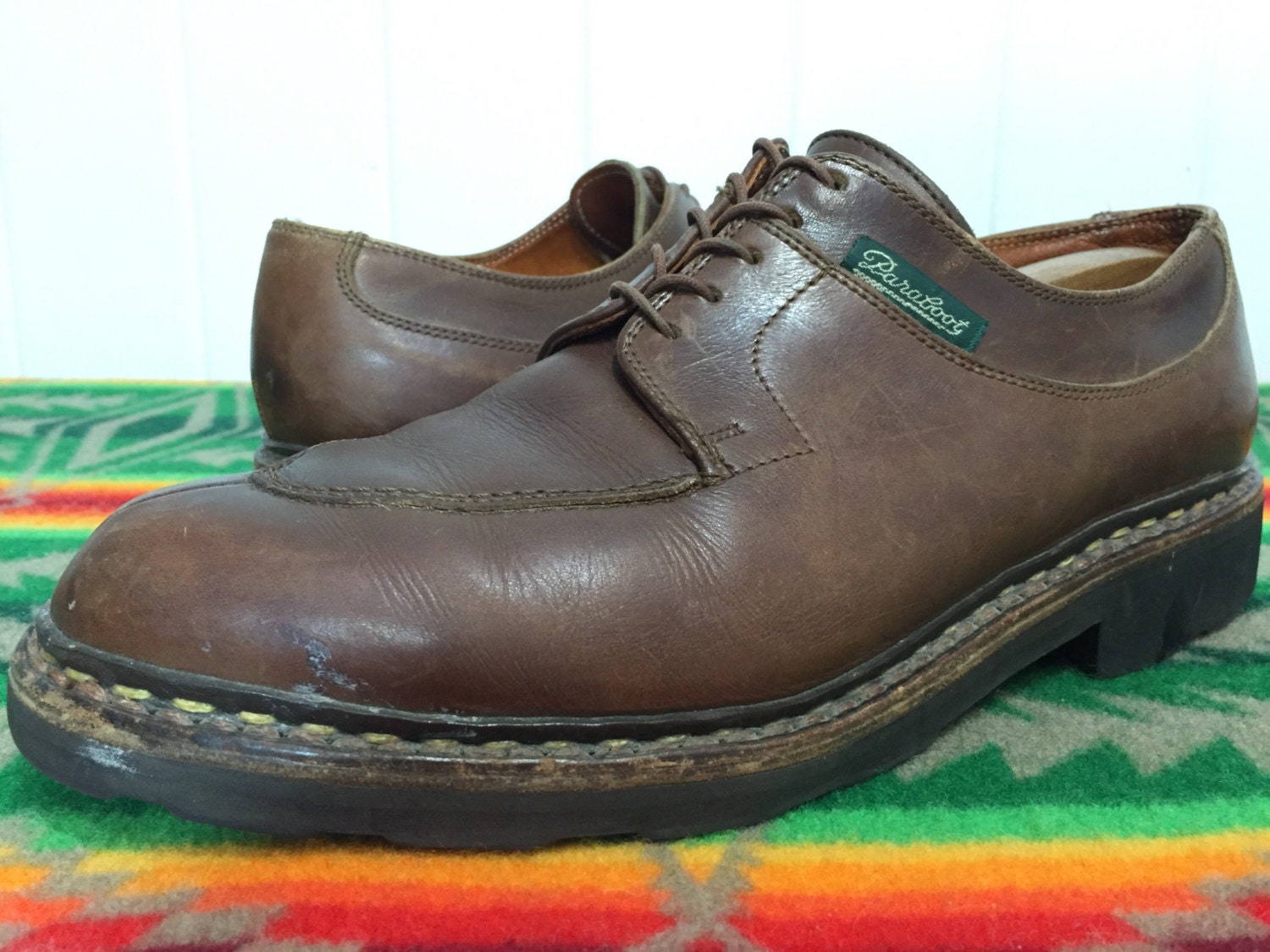 paraboot brown leather oxford shoes made by ILLEGALMONKKYVINTAGE