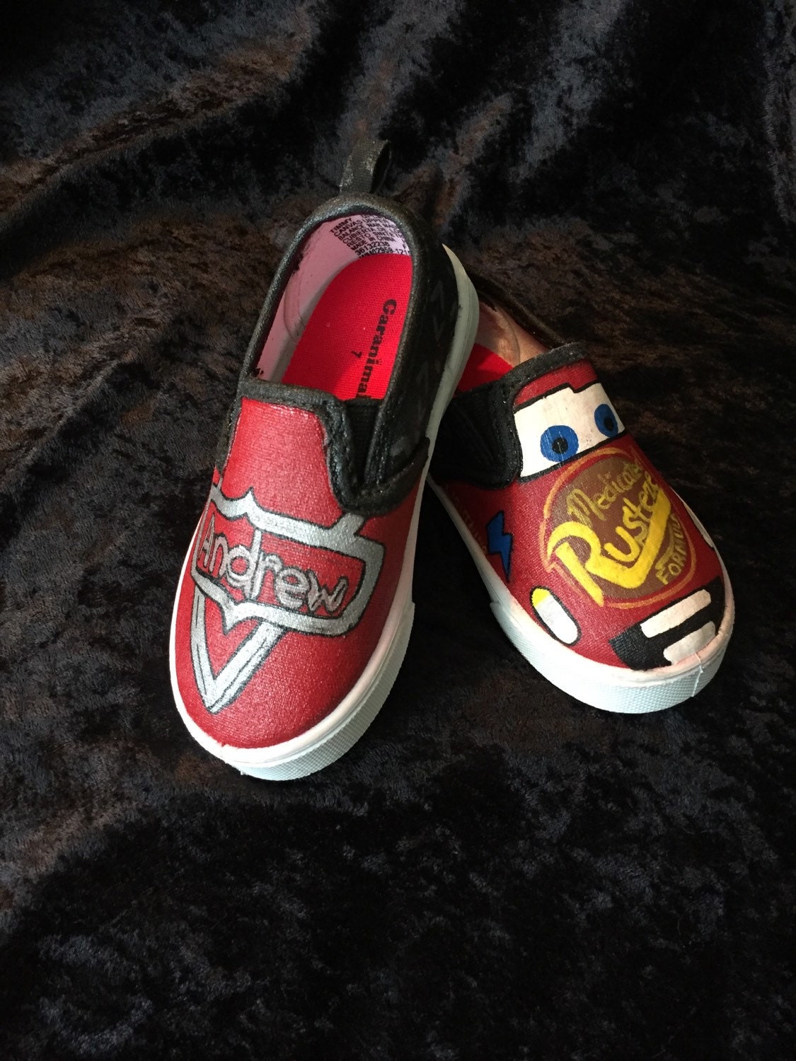 Cars style hand painted shoes by CanvasCreations89 on Etsy