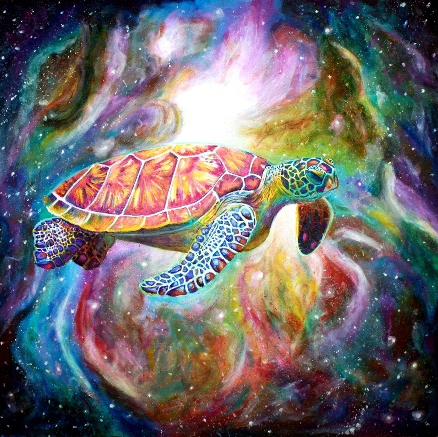 Handembellished giclee print on canvas ready to hang art