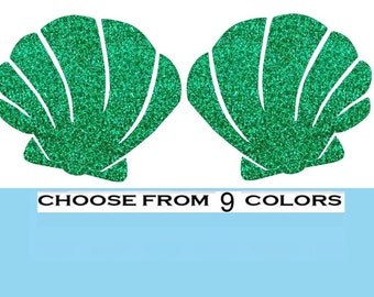 Mermaid Shells-Glitter vinyl Iron On- Choose your Color
