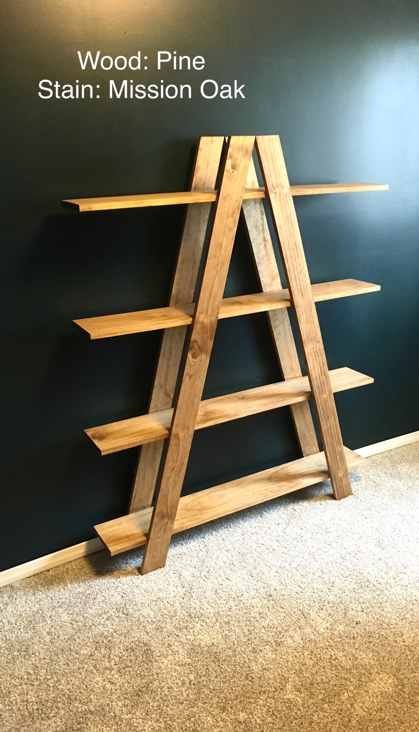 Solid Oak Ladder Shelf Free Shipping Handmade