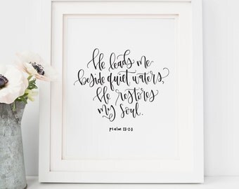 PSALM 91:14-16 8x10 Hand Written Calligraphy Art Print