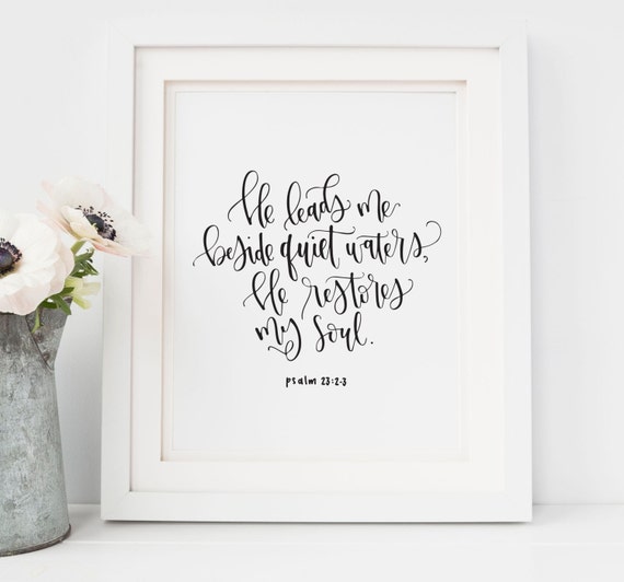 Items similar to Psalm 23 Hand Written Bible Verse, Bible Lettering ...