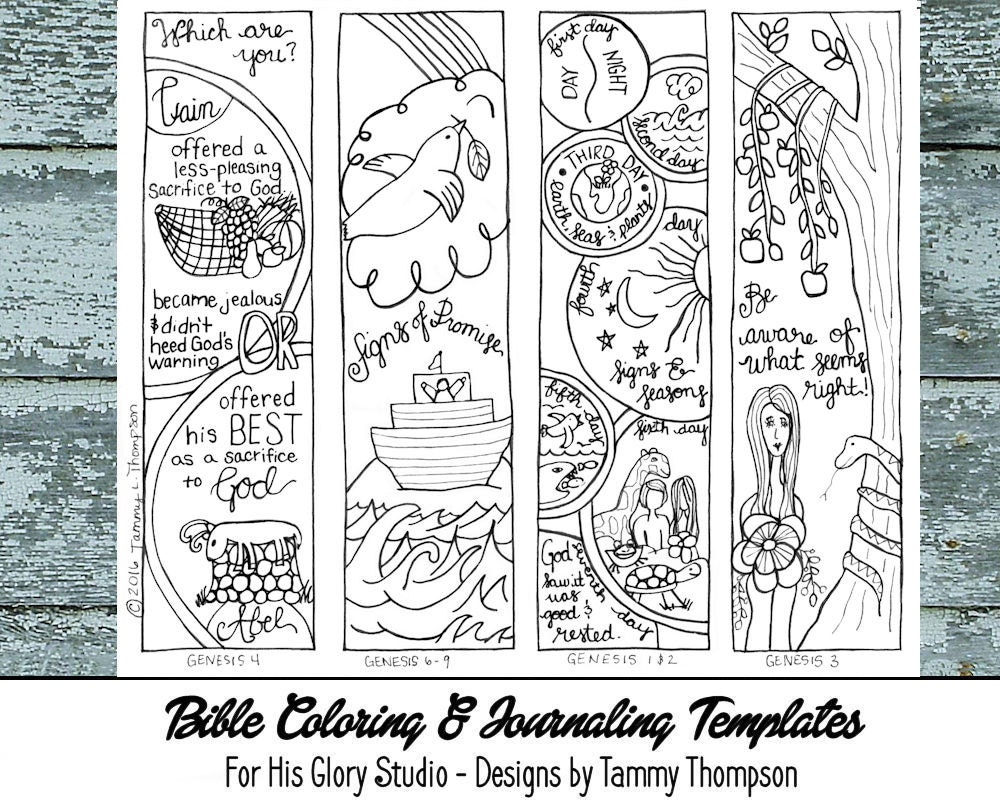 Genesis Chapters 1-9 16 bible journaling black and white