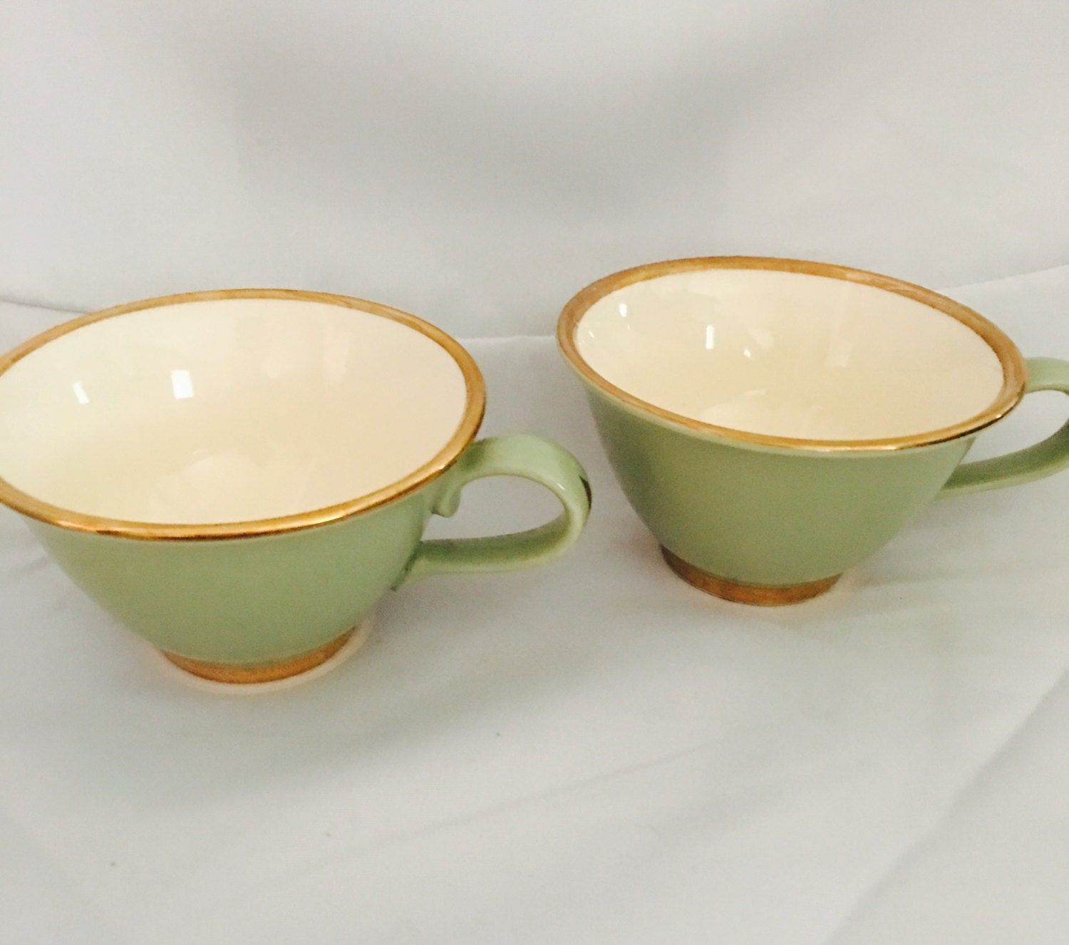 Vintage Green Tea Cups by RuthBeaVintage on Etsy