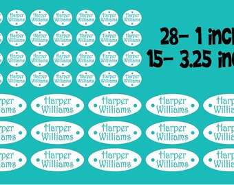 Waterproof Labels for Kids | Personalized Kids Labels | Daycare Labels | Kids Name Labels for School | Aqua and Pink Labels