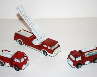 Vintage 1980's TOOTSIETOY Lot of 3 Fire Engine Trucks - Made In USA
