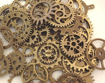 SteamPunk Gears Antique Bronze Steam Punk 50 gears / jewelry gears / scrapbook gears / craft gears - wholesale