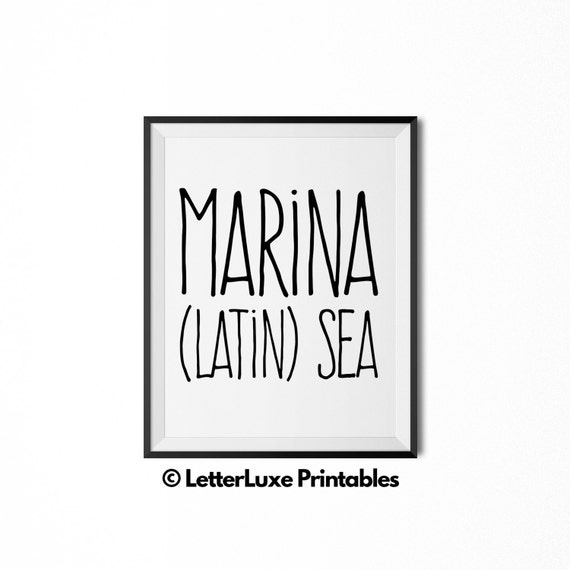 Marina Name Meaning Art Printable Baby Shower Gift Nursery