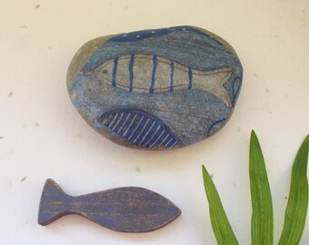Stone marine fish, paperweight
