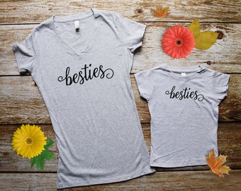 Besties set,mother daughter t shirts,Heather Grey T shirts,mommy and me outfit Matching shirts,Matching mommy and me shirts,besties shirts