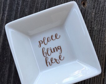 Place Bling Here Ring Tray, Porcelain Ring Holder, Ring Tray, Jewelry Holder, Jewelry Tray, Engagement Gift, Bridesmaid Gift, Birthday Gift