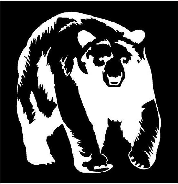 Vinyl Decal Bear walking forward black grizzly hunt arrow