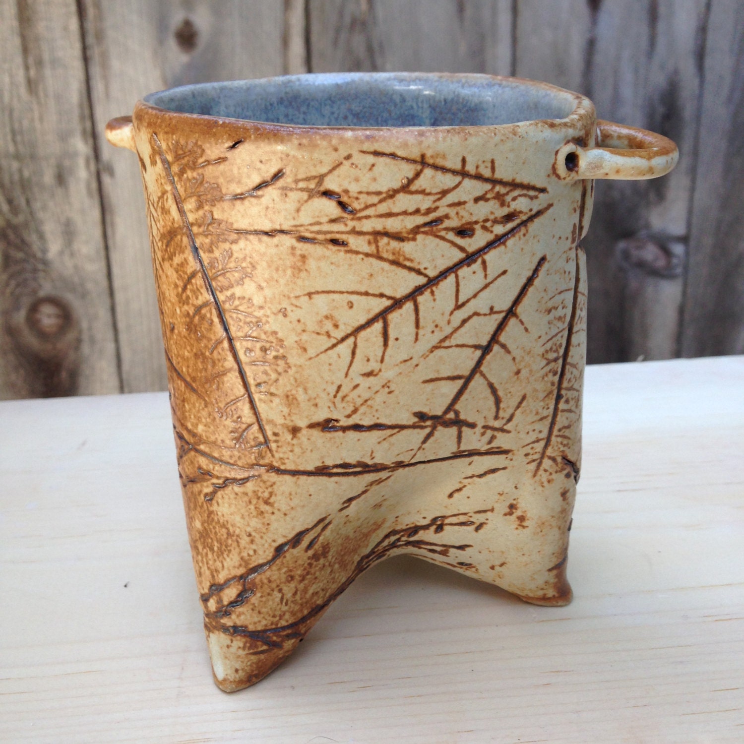 Handmade Ceramic Tripod Pot Planter with Handles Three Leg