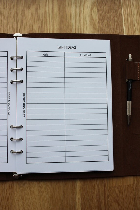 A5 / Half letter size planer inserts GIFT IDEAS 10 by EdgeAndColor