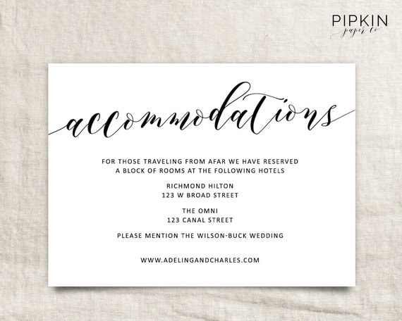 Wedding Invitations Hotel Accommodation Cards 2