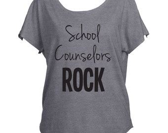 School Counselors Guidance Rock Drapey Shirt Tri-Blend Dolman Women's Shirt Trendy Off Shoulder