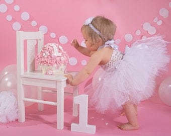Cake Smash TuTu Dress 1/2 1st 2nd 3rd half Birthday Outfit Photo Shoot Prop 0-3 Years BABY ~ Pink or ANY COLOUR