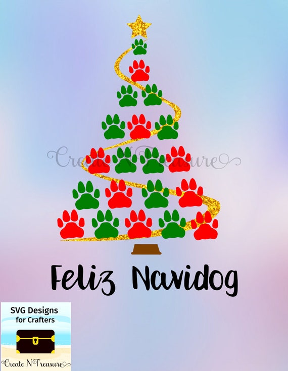 Download Christmas Tree SVG DXF Dog paw print. Cutting file for