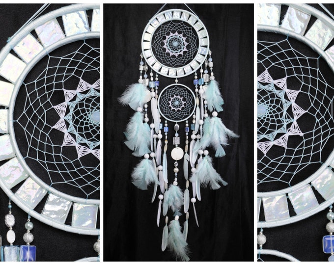 NOW Dreamcatcher Mint mosaic Dream Catcher Large Dreamcatcher New Dream сatcher gift idea pearlescent dreamcatcher boho dreamcatcher wall