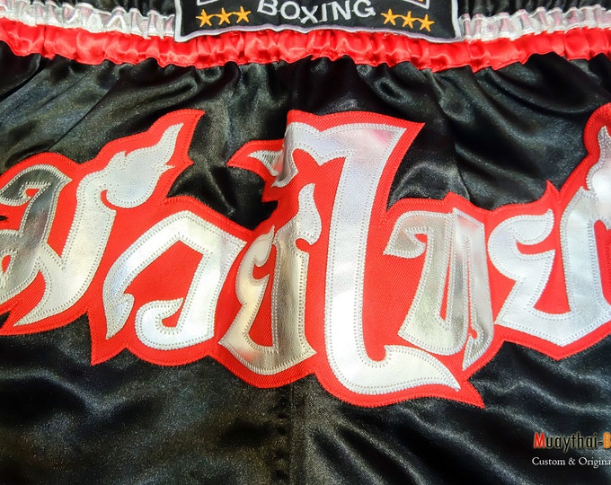 Thai Battle Boxing Shorts Martial Arts - Black/Red