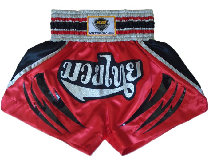 Muay Thailand Boxing Shorts for Training and Sparring Boxing Trunks Martial Arts - RED