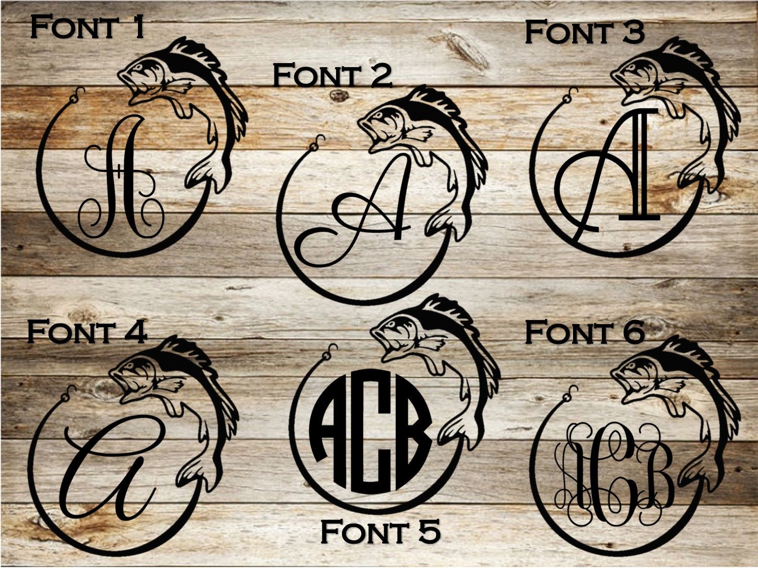 Download Fish Monogram Decal Fish Decal Fishing by MarylandVinylDecals