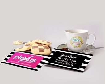 Plexus - Independent Ambassador Cards - Custom Business Card - Black White Pink Stripes - Personalized Cards - Print Your Own on Vistaprint