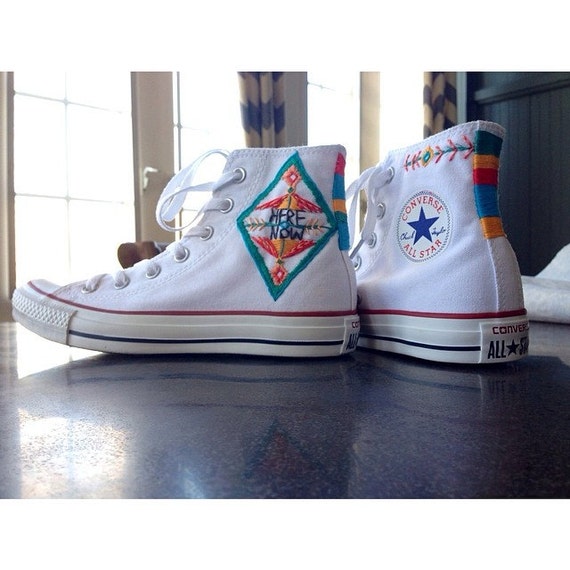 Here and Now Custom Hand Embroidered Converse Sneakers