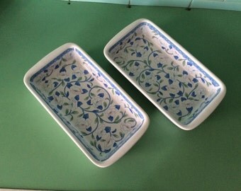 Tiffany white porcelain baking dish/ Pan with flowers / vintage skillet