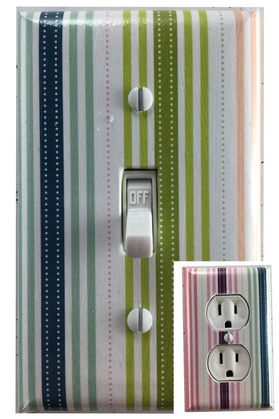 MultiColor Striped Light Switch Cover Outlet Switch Plate