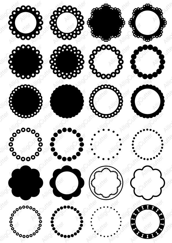 Download Circle Dot Scallop Monogram Frames SVG DXF PNG eps Cut Files
