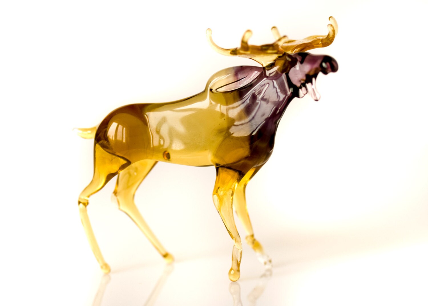 Glass Elk Figurine Collectible Realistic Wild Animal Statuette