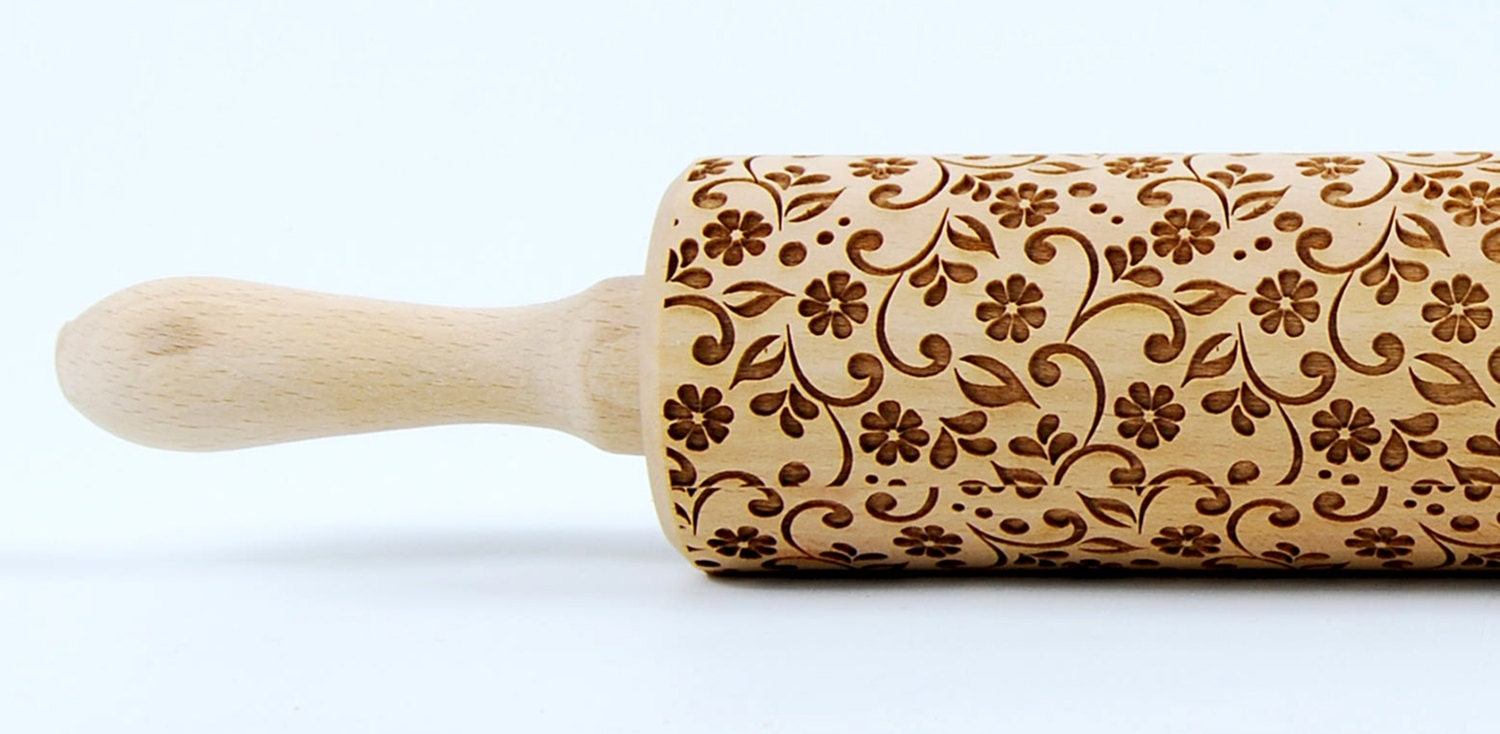 DELICATE FLORAL  PATTERN embossing rolling  pin  engraved