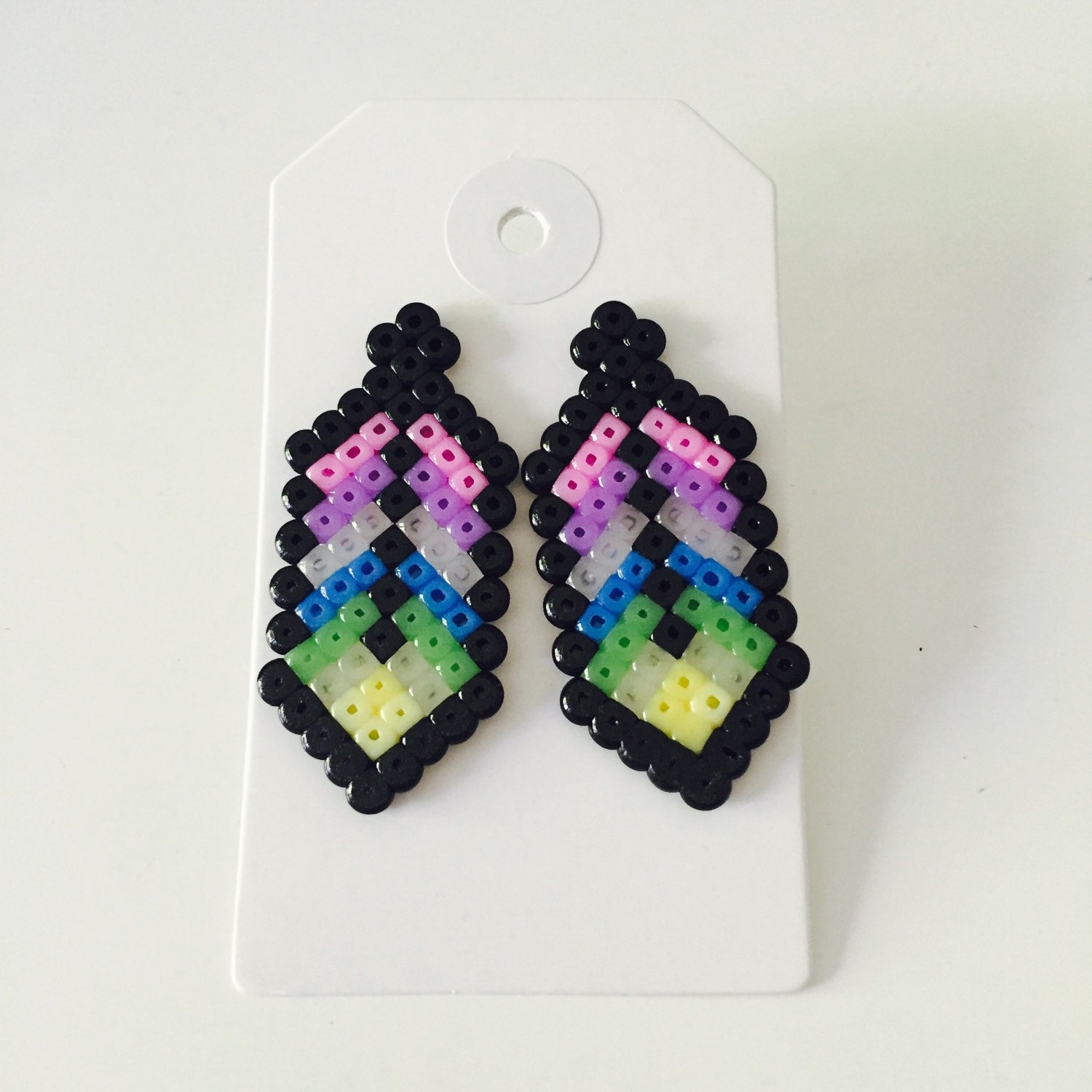 Feather Perler Bead Earrings by AllieLouiseDesign on Etsy