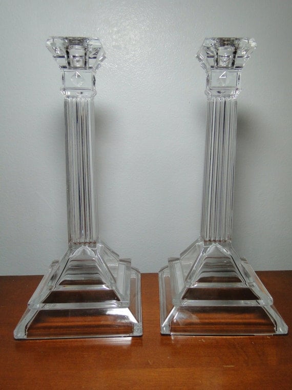 CRYSTAL CANDLESTICK Holders Set 10 Tall